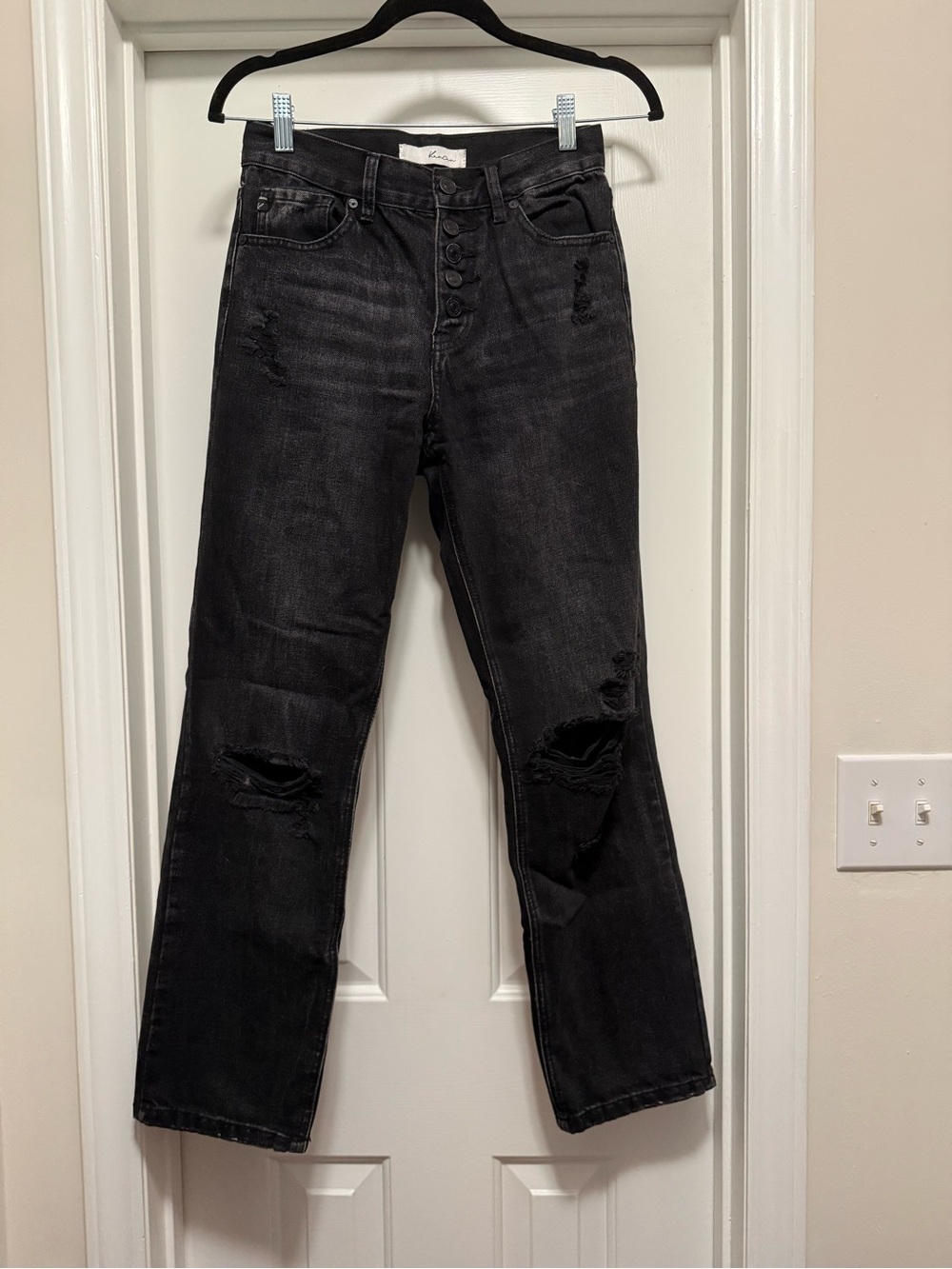KanCan Straight Leg Distressed Jeans in Black Waist 24